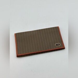 Vintage Pierre Cardin Bifold Wallet Monogram Pattern Tan Leather Trim